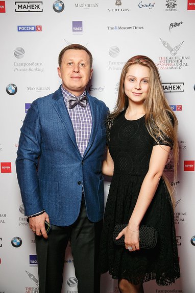 Глава ювелирного дома MaximiliaN London (партнер церемонии) Максим Арцинович с супругой Валентиной Димитровой. Фото: Алексей Горов