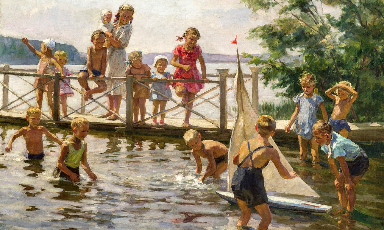 Эрна Гапоненко. «Дети на реке». 1950-е.  Фото: Аукционный дом «Совком»