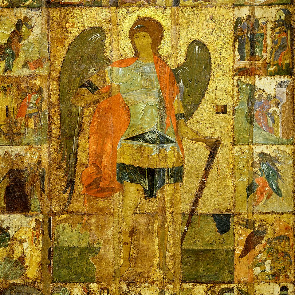«Архангел Михаил с деяниями ангелов». Москва. Около 1400. Фото: Музеи Московского Кремля